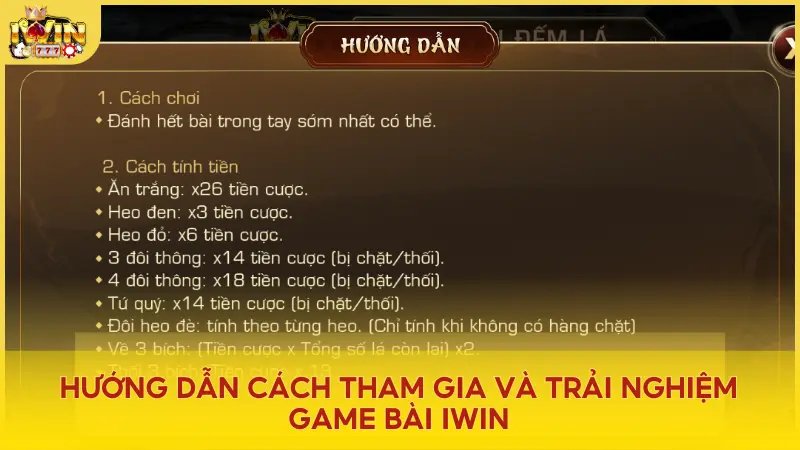 Cách tham gia chơi các trò chơi bài đổi thưởng tại Iwin